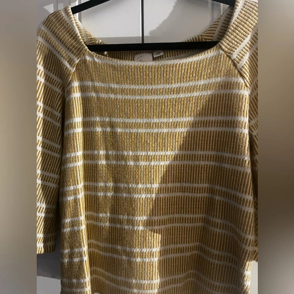 Anthropologie Postmark Mustard and White Striped Top - Picture 4 of 5